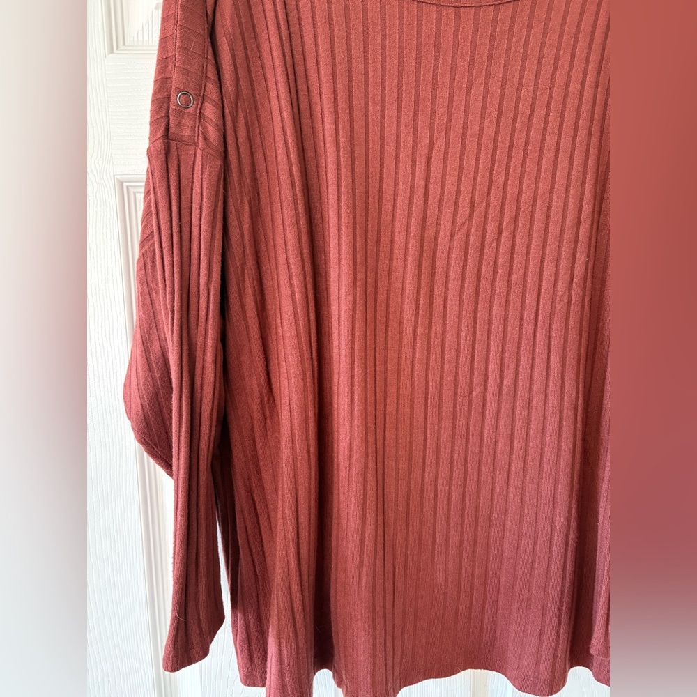 Maurices Ribbed Scoop Neck Sweater in Rust - Picture 2 of 5